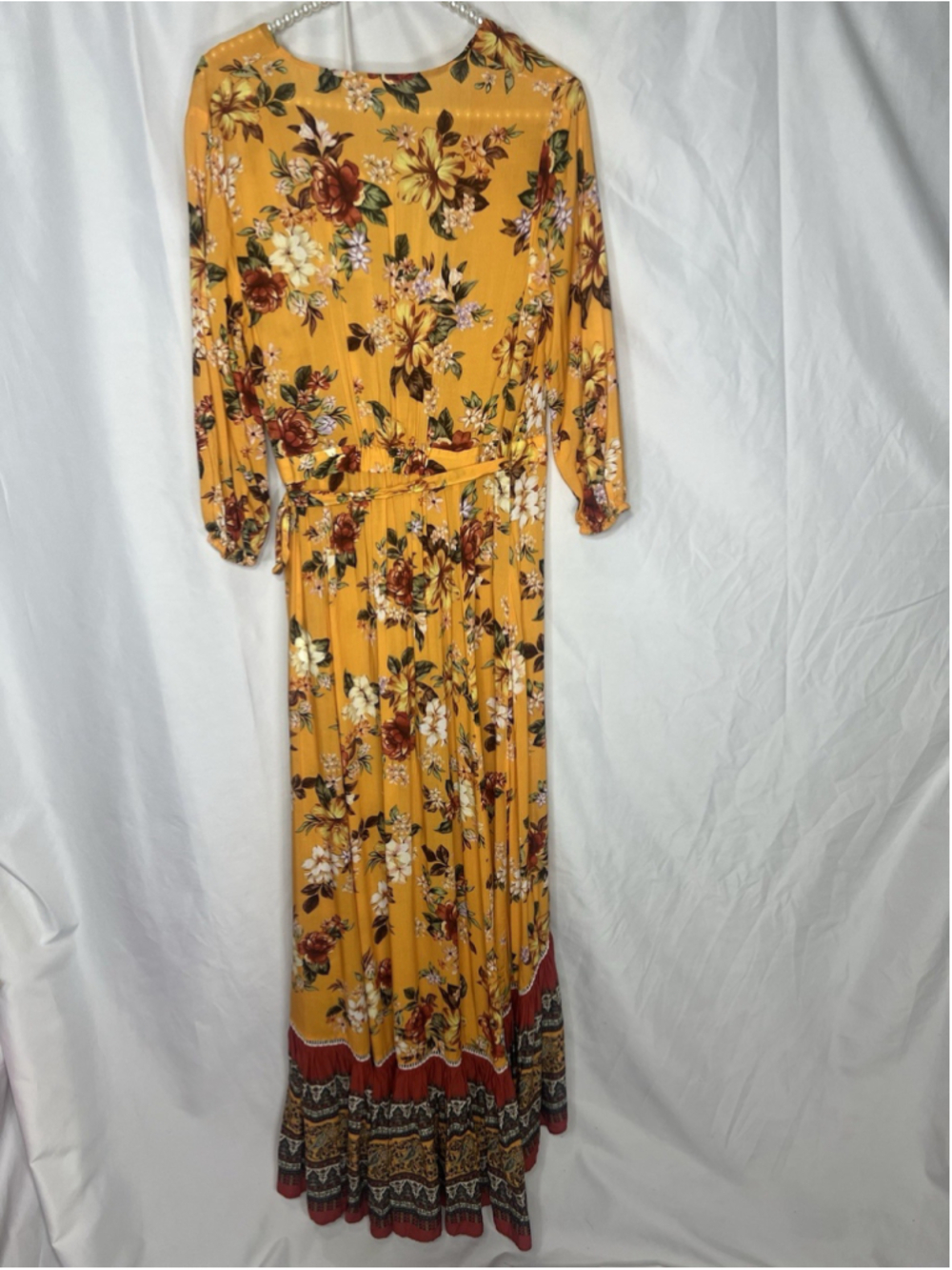 Farm Rio for Anthropologie Soigne Maxi Dress Wrap Dress Boho Tropical XS Floral - Picture 6 of 16